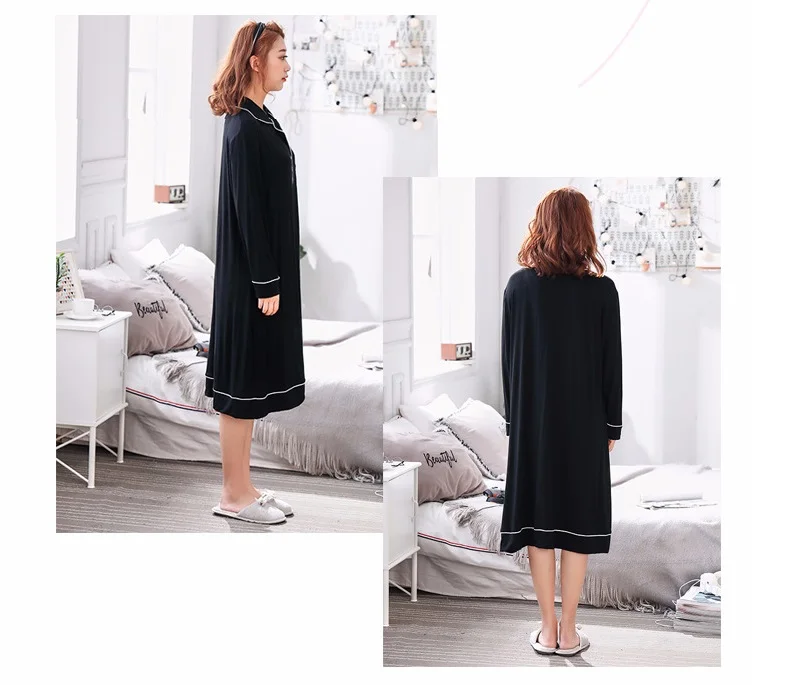 4XL-5XL размера плюс женская ночная рубашка большого размера с длинным рукавом Домашняя одежда Весна-Лето Ночное Белье для беременных