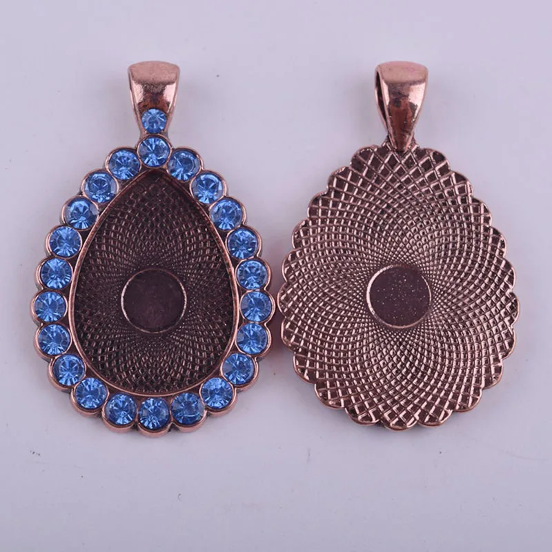 10Pcs/Lot Ancient Copper Alloy Waterdrop Cameo Cabochon Base Setting Pendant Tray 25mm Jewelry Blanks 2016 Fashion DIY | Украшения и