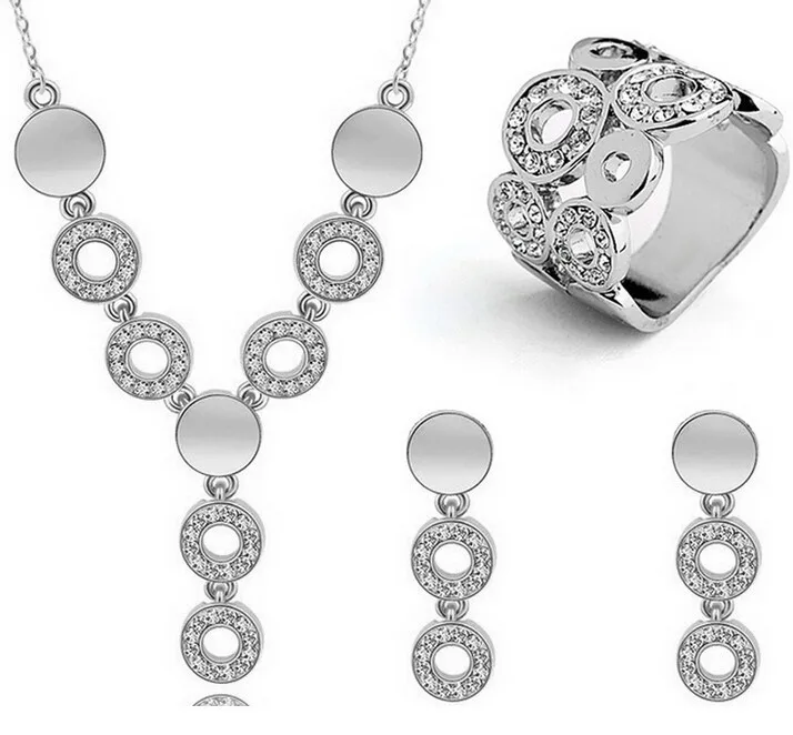 Комплект из колье серёг и кольца с австрийским кристаллом|wedding necklace|jewelry setswomen jewelry