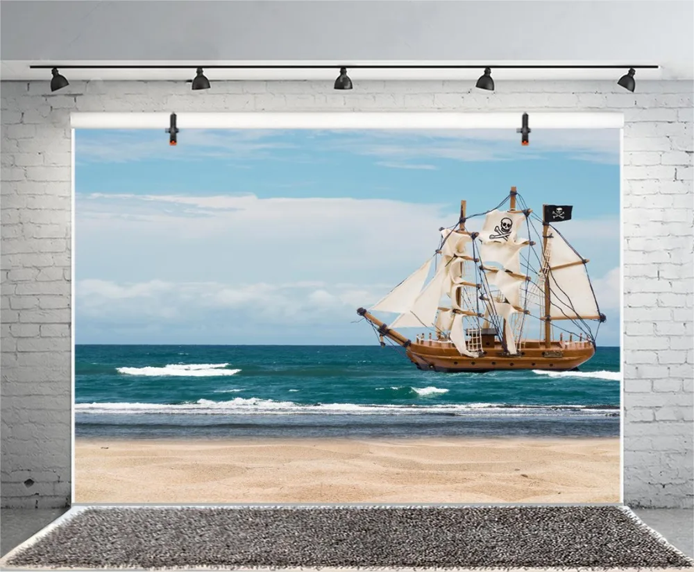Laeacco Sea Blue Sky Boats живописный портретный фон для фотосъемки индивидуальные