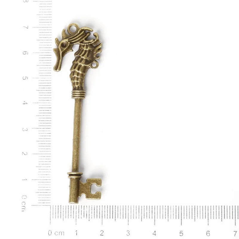 Винтажная металлическая подвеска в виде ключа Dragon Key 2 шт. 70х19 мм античные
