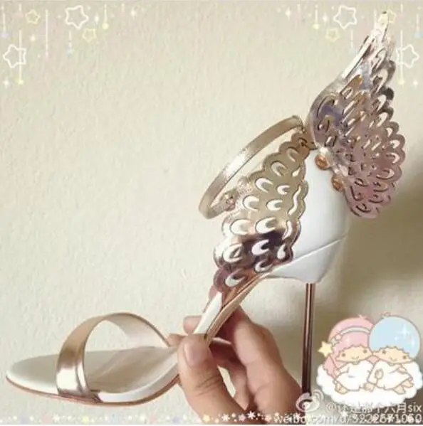 as show Sandalias Mujer; коллекция года; женские летние свадебные туфли на высоком каблуке; модные сандалии-гладиаторы с вышивкой в виде крыльев Ангела и бабочки - Цвет: as show