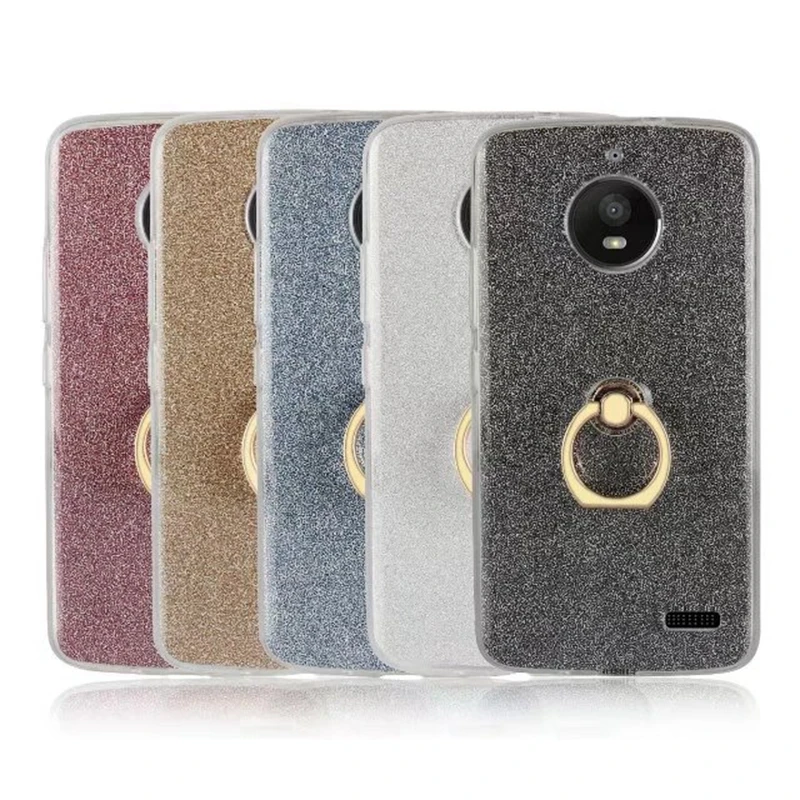 For MOTO E4 XT1762 XT1772 Case Transparent Soft TPU Glitter Metal Ring back cover Plus XT1773 phone case |