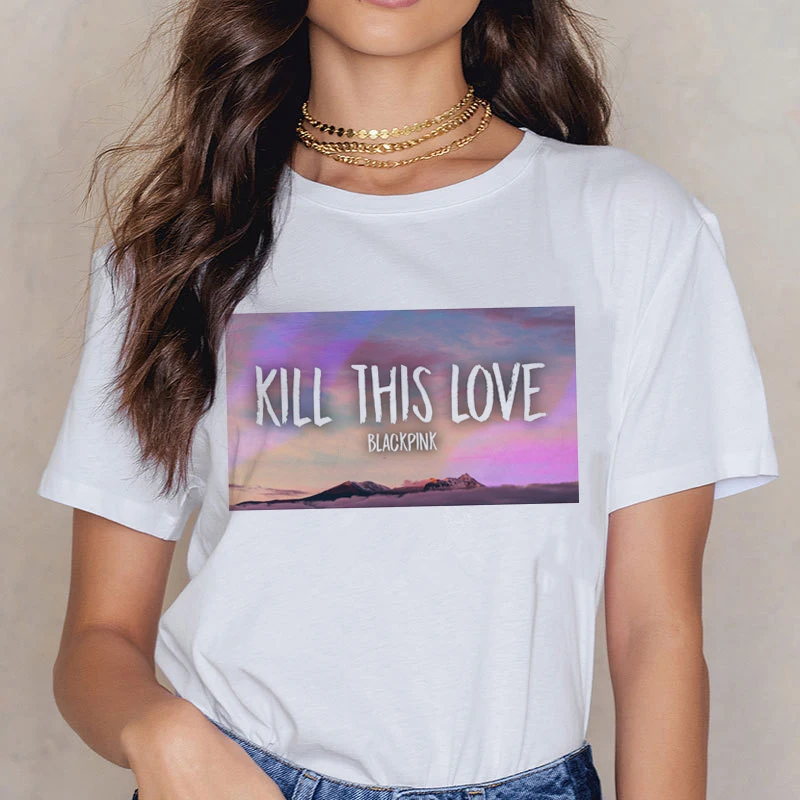 Blackpink Kill This Love футболка Женская Harajuku LISA ROSE JISOO JENNIE 90s футболка Ullzang мультяшная Футболка модная женская футболка