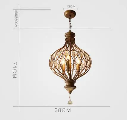 

American style Pendant Lights crystal retro 3head Art Nordic bedroom birdcage iron room Pendant Lamps LO7303