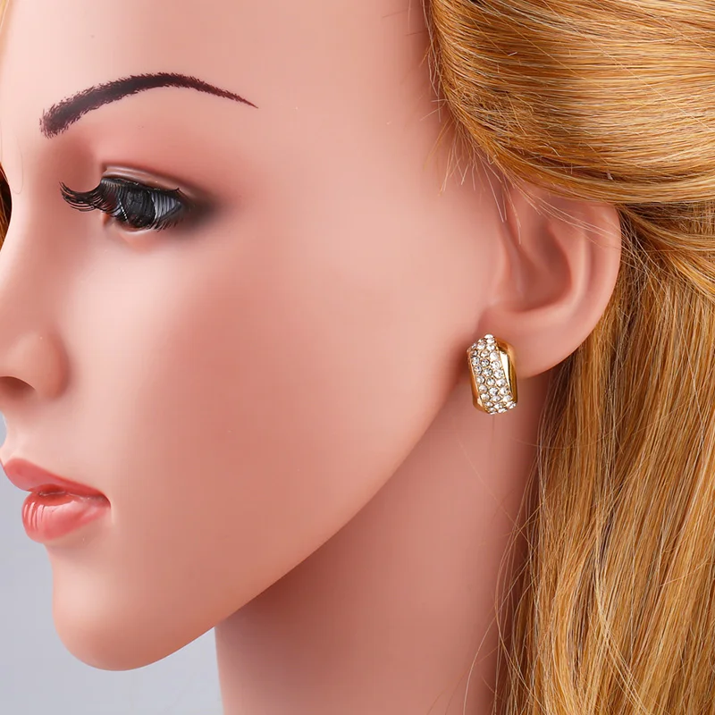 Crystal Non Pierced Clip On Earrings For Woman Gold Sliver Bride No Cuff Wedding Party Fashion Jewelry ers-q47 | Украшения и