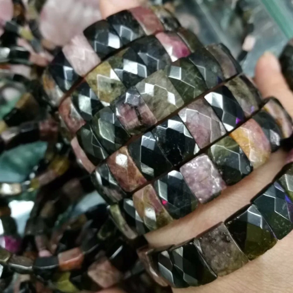 Природный турмалиновый камень Бусины Браслет натуральная энергия браслет из