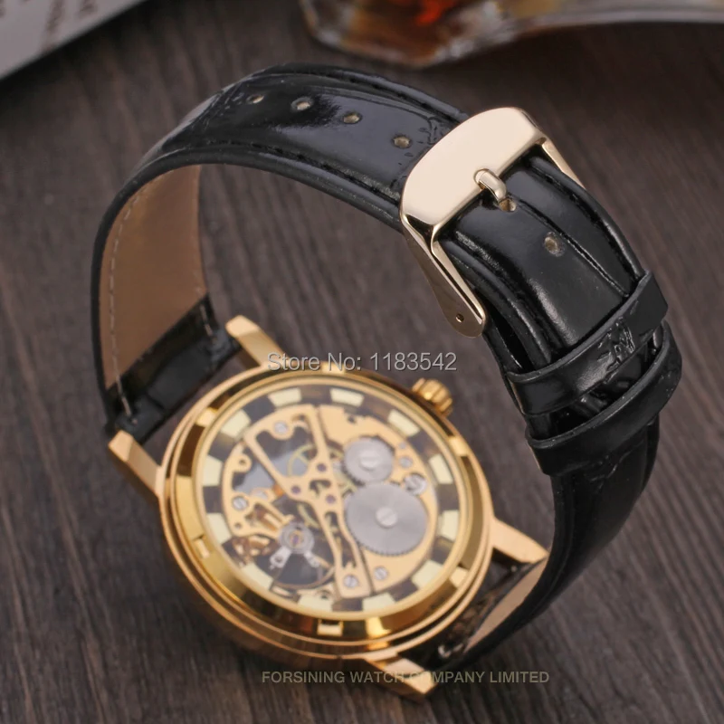 Часы наручные Winner Мужские механические роскошные модные золотистые аналоговые