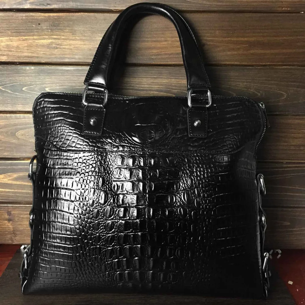 Мужской портфель из натуральной крокодиловой кожи сумка тоут через плечо для