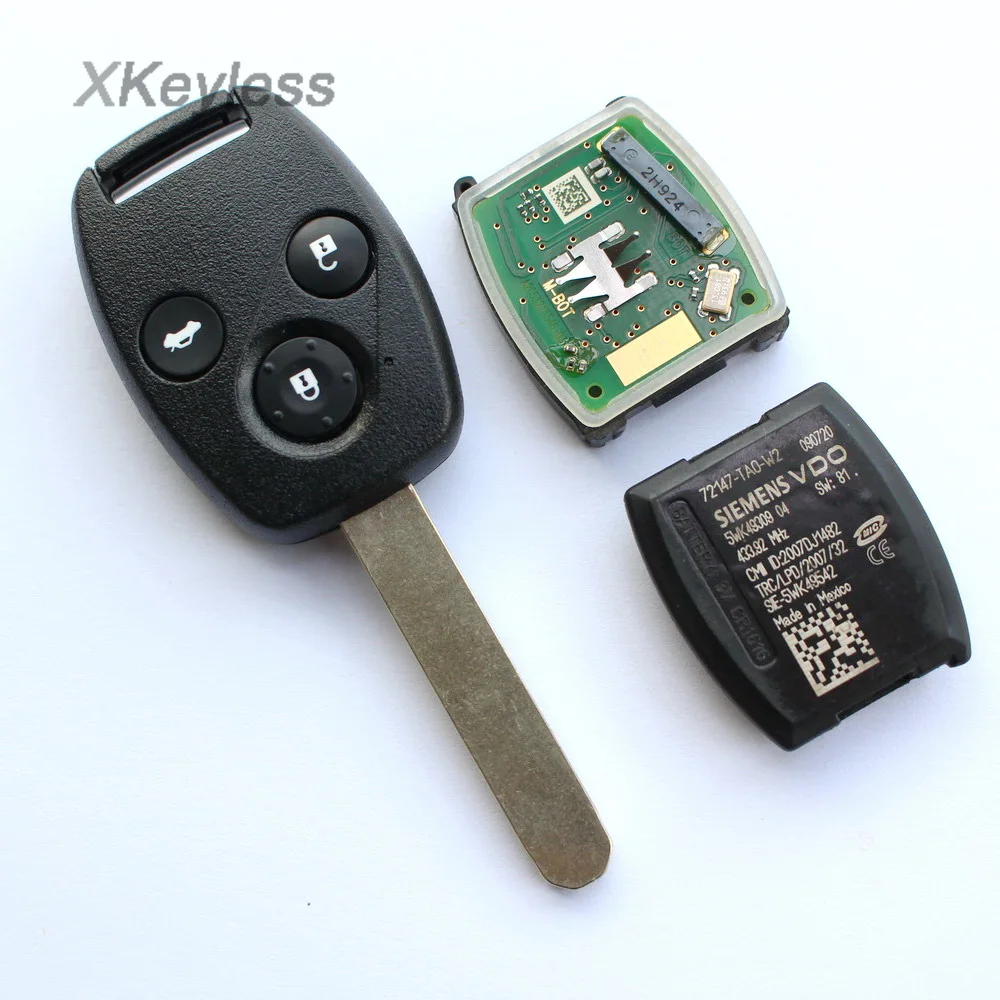 (После 2008 года) для Honda Accord fob пульт дистанционного управления 433 МГц с чипом