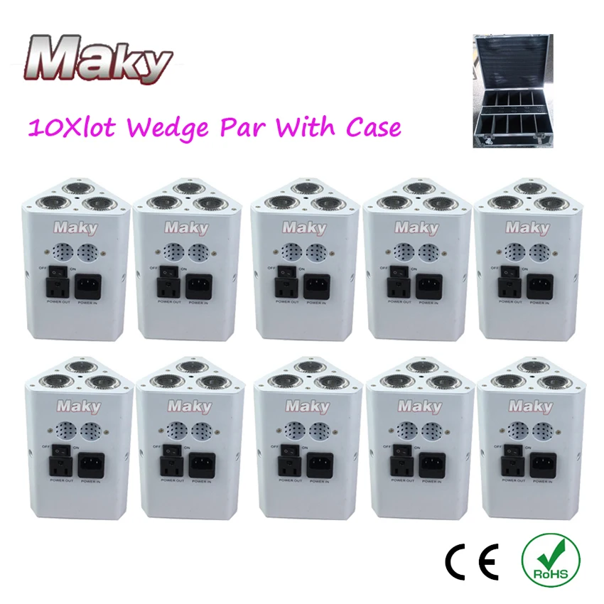 10 огни/Lot Новые мини dj подсветка 6 в 1 аккумуляторная батарея RGBA + UV приведенный