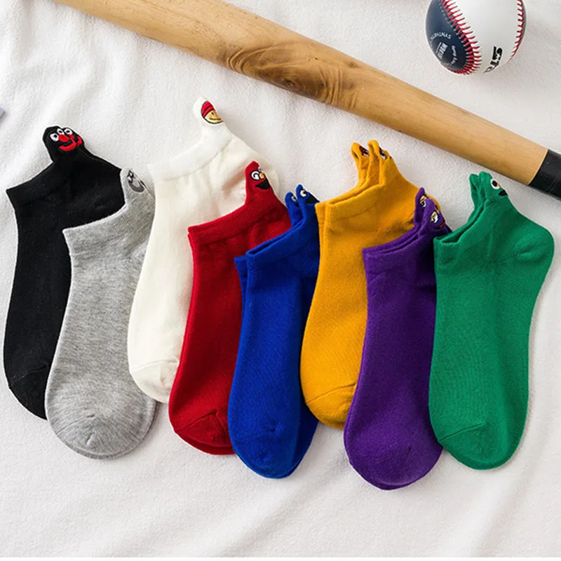 5 пар = 1 партия женские носки с вышивкой хлопковые Дышащие милые забавные