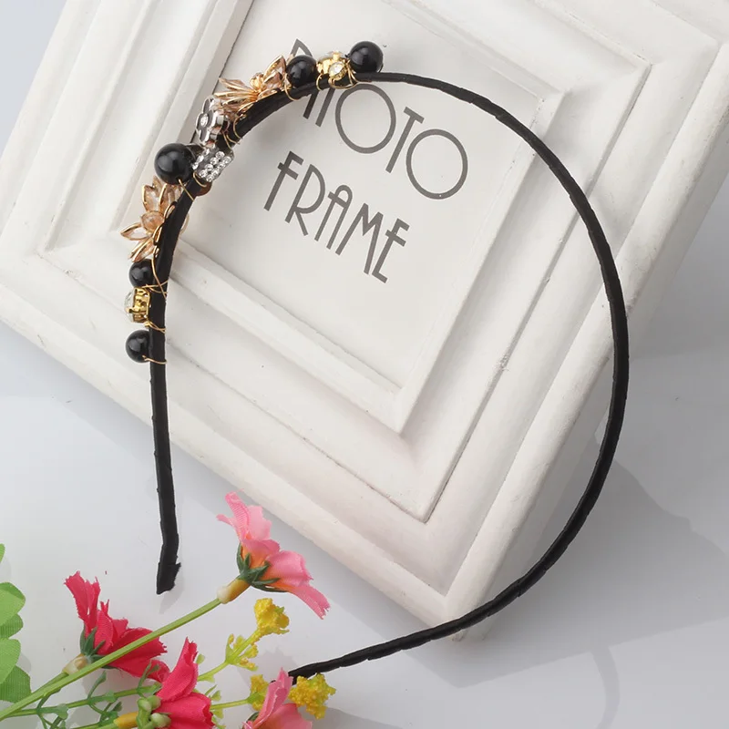 M MISM Fashion Crystal Acrylic Bead Headband Accessories Decorated Flowers Hair Bands Girls Rhinestone Headwear Pearl Hoop | Аксессуары