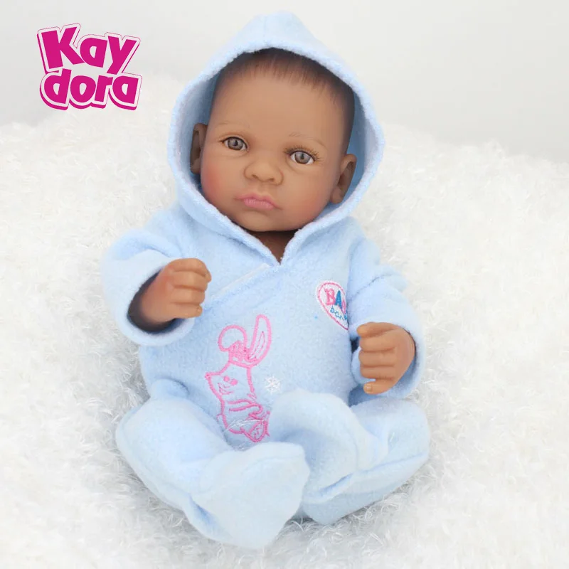 

KAYDORA 10 Inch 25cm Reborn Baby Dolls Full Vinyl Body Alive Lifelike African American Dolls Mini Black Kids Reborn Babies