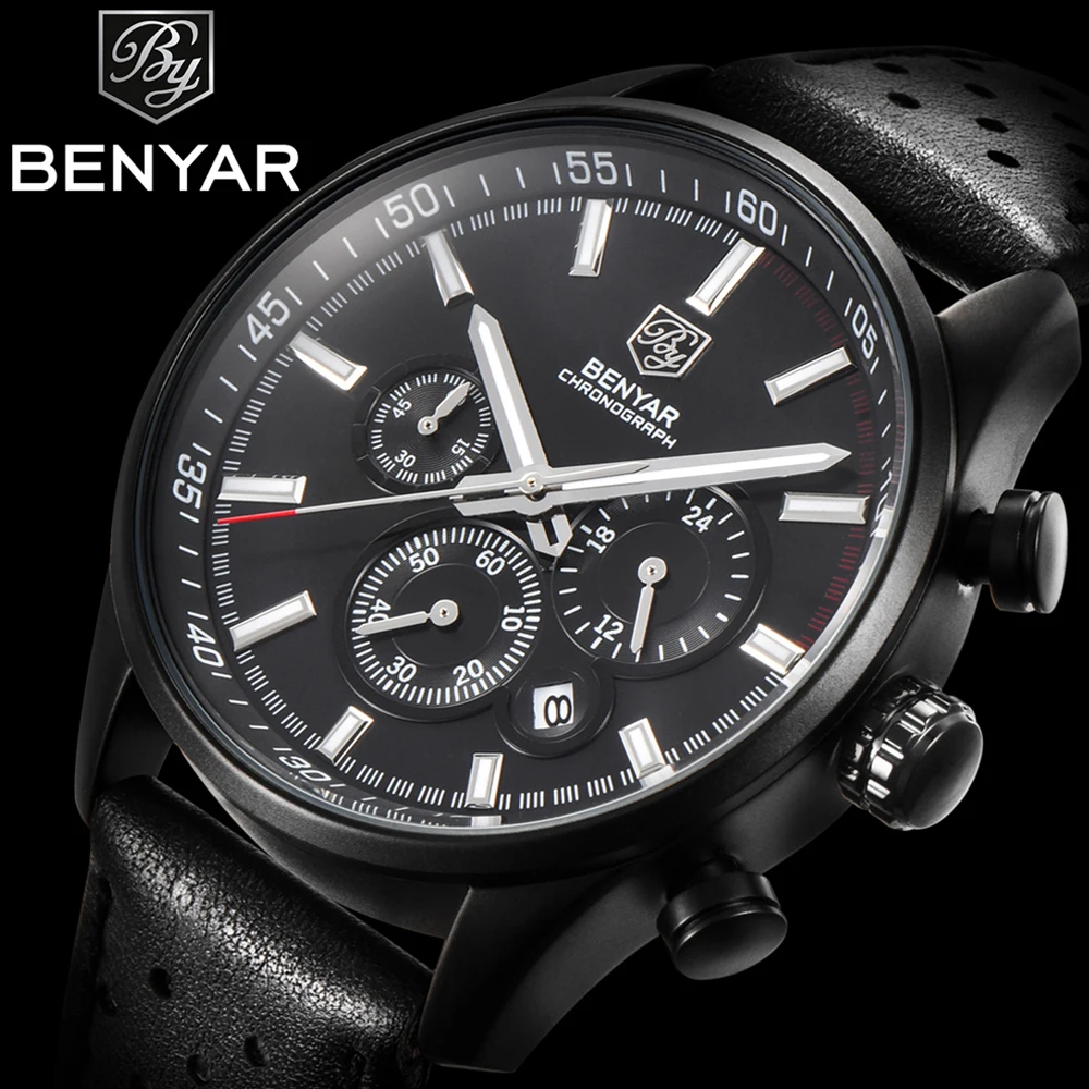 Reloj Hombre BENYAR модные спортивные мужские часы лучший бренд класса люкс военные кварцевые часы Relogio Masculino/BY-5108