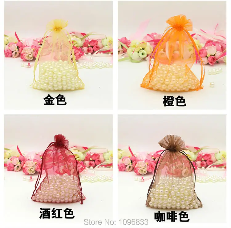 Карманный мешок из органзы на шнурке оранжевого цвета размер 17x23 см Подарочная