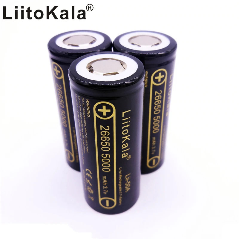 Литий-ионный аккумулятор HK LiitoKala 4 шт. 26650 5000 мА · ч 3 7 В подходит для фонариков