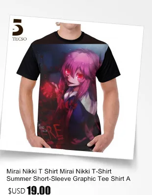 Mirai Nikki футболка Gasai Yuno аниме Future Desolation аниме футболка с коротким рукавом Мужская графическая футболка из полиэстера