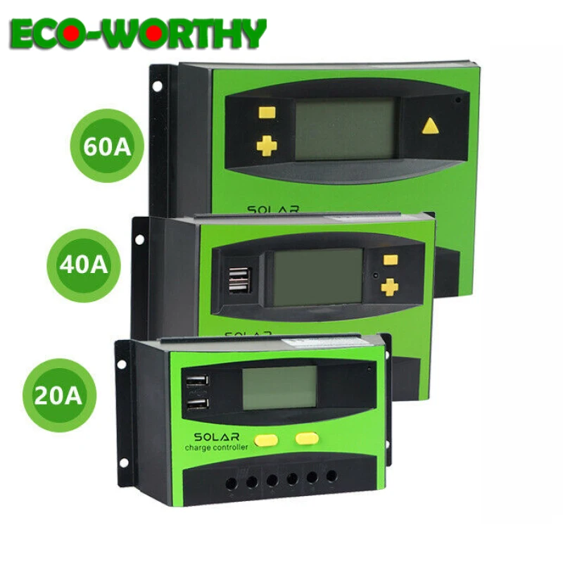 ECOworthy 20A/40A/60A контроллер солнечного зарядного устройства батарея солнечной