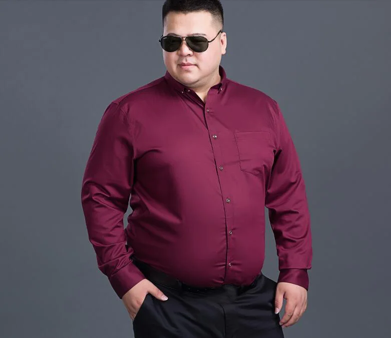 Зимняя мужская официальная рубашка с длинным рукавом 7XL 8XL 9XL 10XL большой размер 11XL осень homme хлопок офисная рубашка темно-синий красный 60