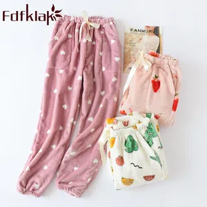 Брюки для сна домашние штаны 2019 Зимние новые утепленные пижамы женские штаны для отдыха пижамные штаны женские ночные штаны Fdfklak