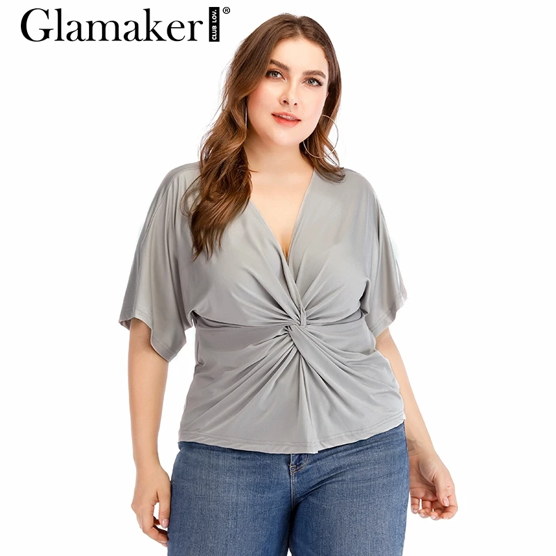 Женский топ с глубоким вырезом Glamaker Зеленый Свободный Топ треугольным для