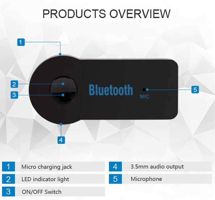 C2 Bluetooth приемник адаптер беспроводной прием 3,5 мм разъем Aux музыка аудио передатчик Наушники с микрофоном Handfree для телефона