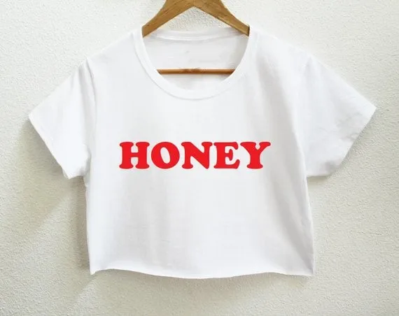 Укороченная женская футболка с графическим принтом Sugarbaby Honey модная коротким