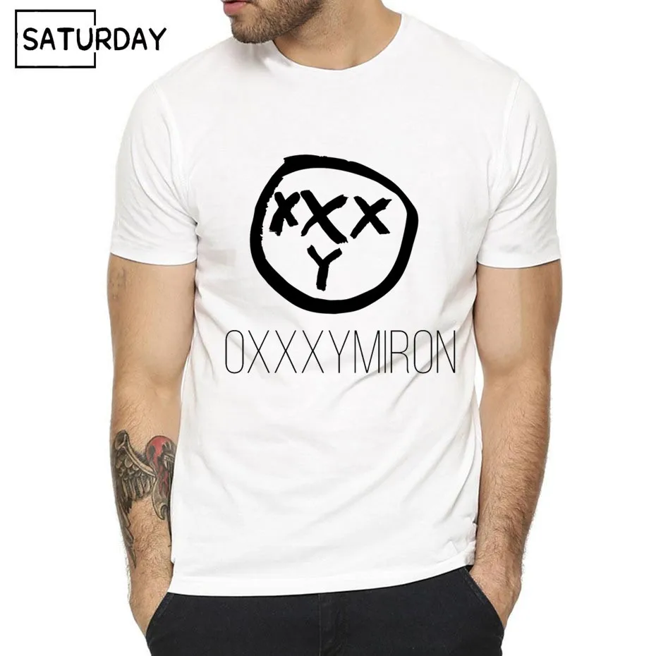 Для мужчин OXXXYMIRON принт Модная футболка лето o-образным вырезом Рубашка с