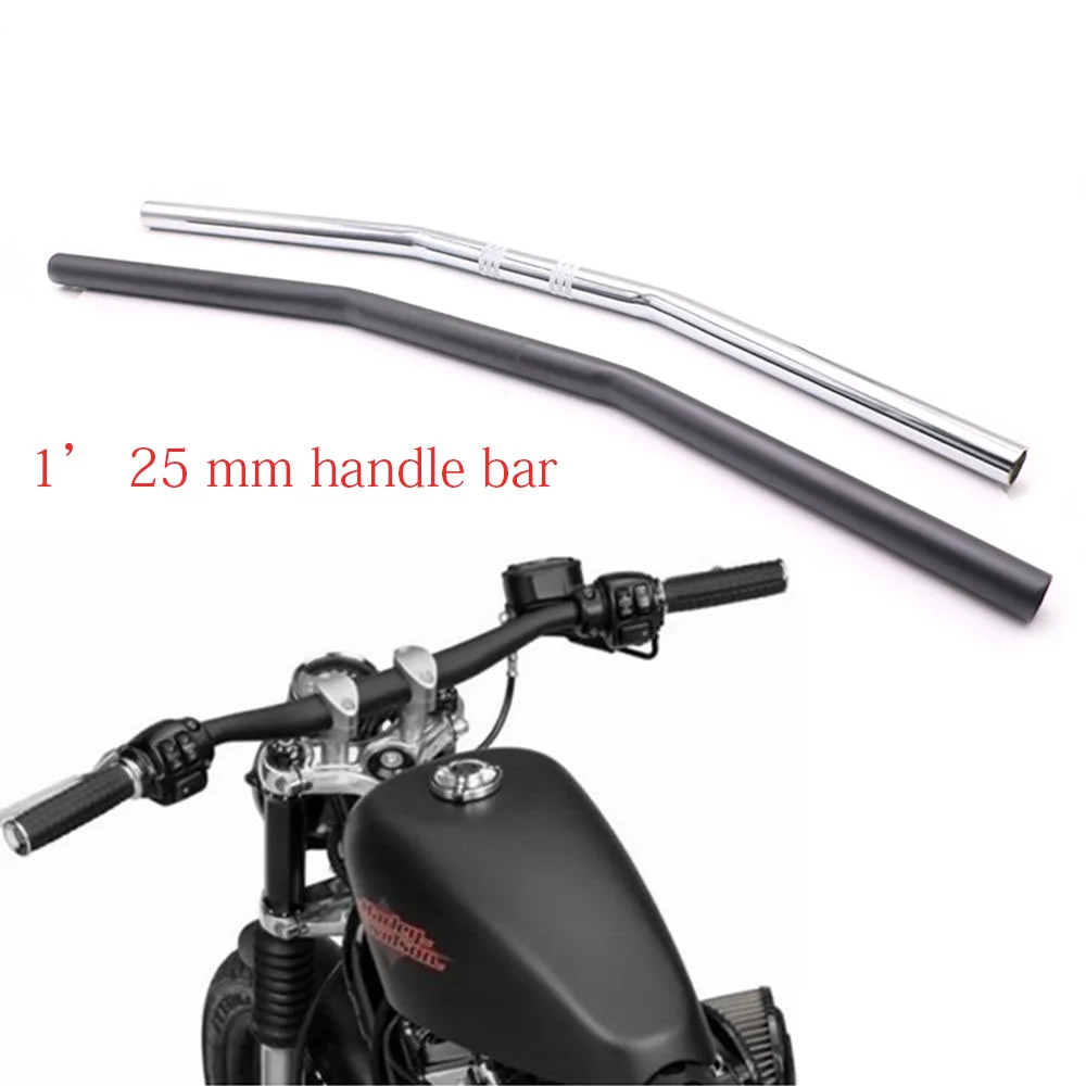 Мотоциклетный руль 1 дюйм 25 мм черный хром прямая планка для Honda Kawasaki Yamaha Suzuki Harley