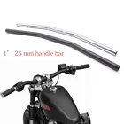 Мотоциклетный руль 1 дюйм, 25 мм, черный хром, прямая планка для Honda Kawasaki Yamaha Suzuki Harley Chopper Bobber