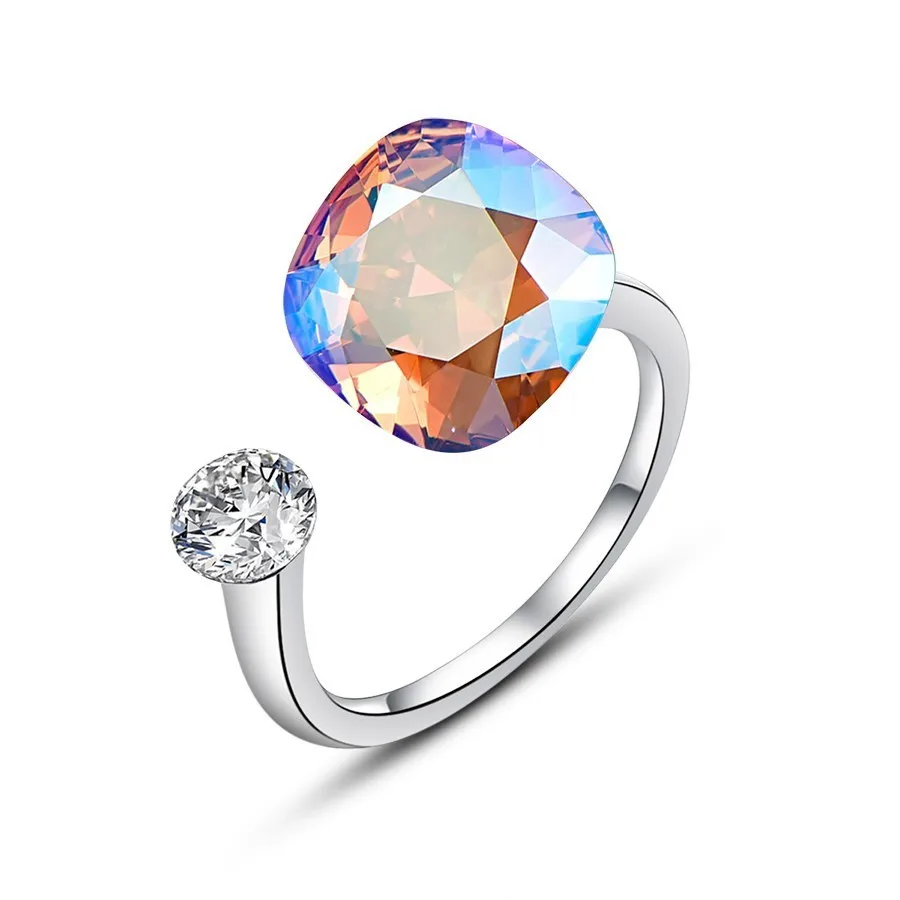 246 Новые цветные открытые кольца с кристаллами SWAROVSKI для женщин, модное элегантное кольцо для свадебной вечеринки, ювелирные аксессуары, подарок для мамы и девочки - Цвет основного камня: 246