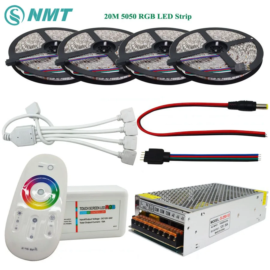 DC12V SMD5050 RGB Светодиодная лента 60led/m светодиодный светильник гибкая 5 м 10 15 20 + RF