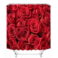 beautiful rose pattern 3d shower curtain polyester fabric waterproof shower curtain eco friendly bathroom curtain home