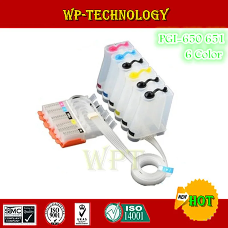 6 цветов пустые CISS Костюмы для PGI650 CLI651 PGI 650 подходит Canon MG5460 MG6360 MG6460 MG7160 Ip7260 MX726 MX926 и