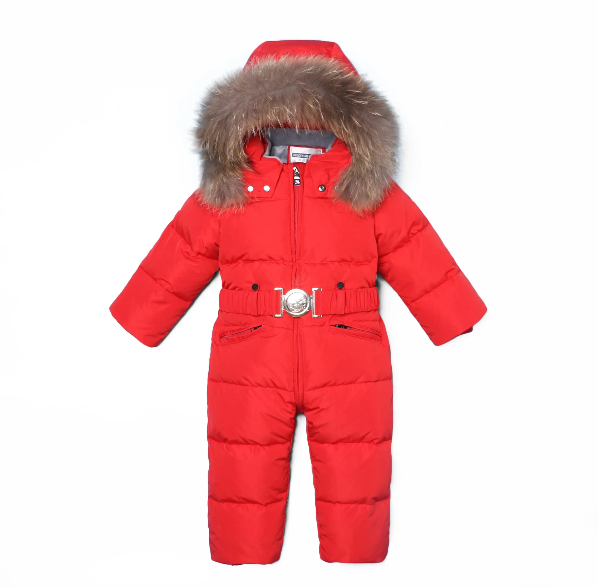red Dollplus/; детские зимние комбинезоны для мальчиков и девочек; плотные теплые комбинезоны; детские комбинезоны; комбинезоны с натуральным мехом - Цвет: red