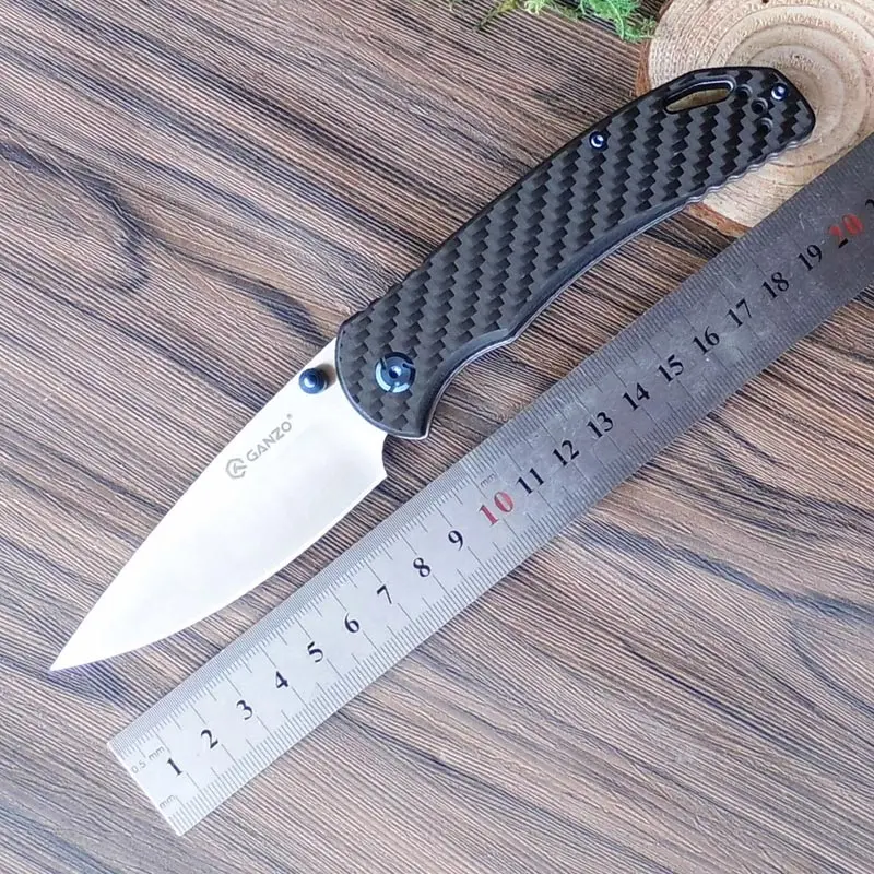 Ganzo G7531 жар-F7531 58-60HRC 440C G10 или углеродного волокна ручка складной Ножи уличный кемпинг тактический нож Карманный - Цвет: G7531-Carbon Fiber