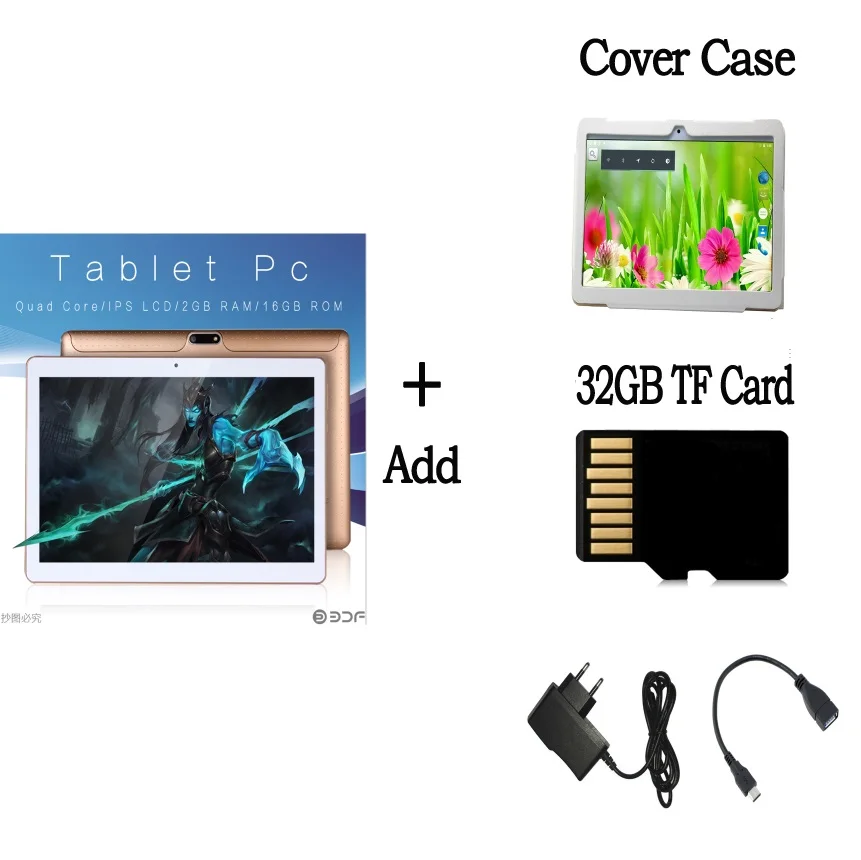 Add 32GB TF Cover 3G, с функцией звонка, 10 дюймов, Android 6,0, четырехъядерный процессор, планшеты, WiFi, Bluetooth, 2G+ 16G, Android, планшетный ПК, 7, 8, 9, 10,1, ноутбук - Комплект: Add 32GB TF Cover