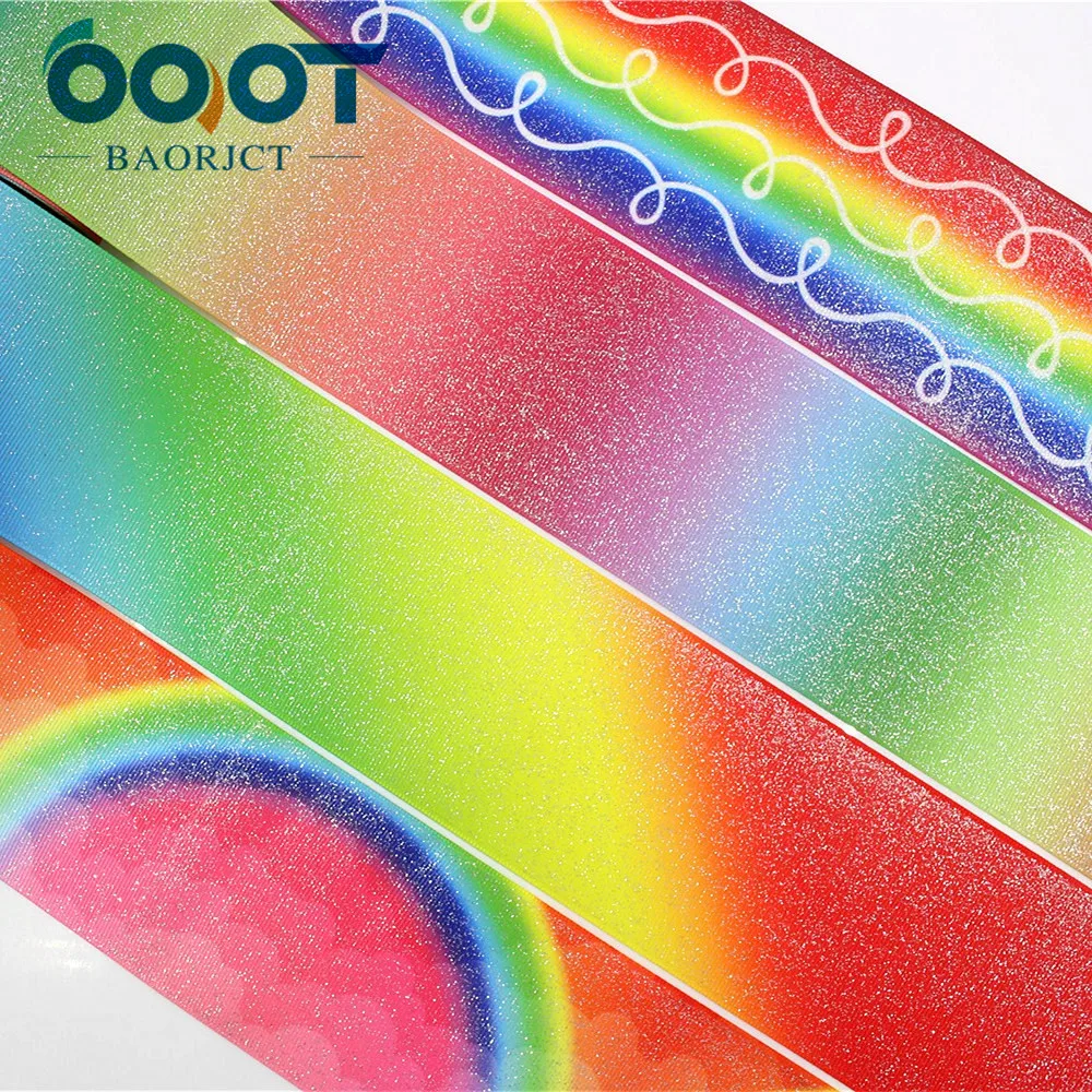 OOOT BAORJCT 1710056 75mm 5yards Flash color Ribbons Thermal transfer Printed grosgrain Wedding Accessories DIY handmade materia | Дом и сад