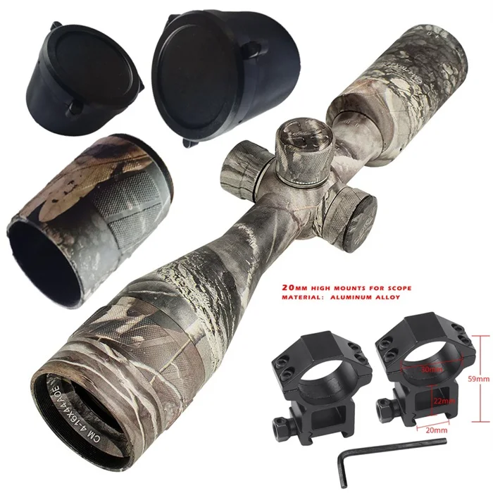 21mm high mounts Hot new T-Eagle CM4-16x44AOE Tactical RiflesScope AirRifle sniper Optics Rifle Scopes sight camouflage HD R/G Hunting Scopes - Цвет: 21mm high mounts