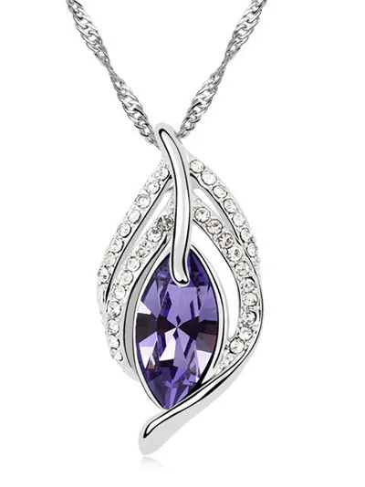 Австрийский кристалл лист перо кулон дизайн модные ювелирные изделия подарок