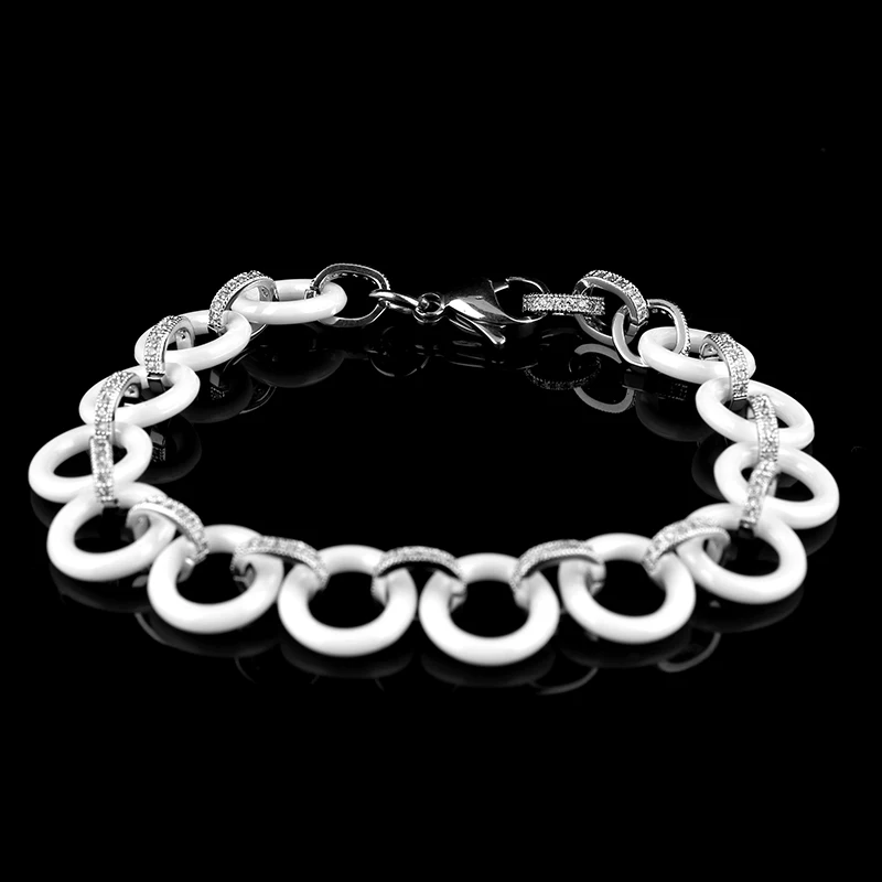 Новинка 2017 женский браслет белый керамический с украшениями стразы чокер из