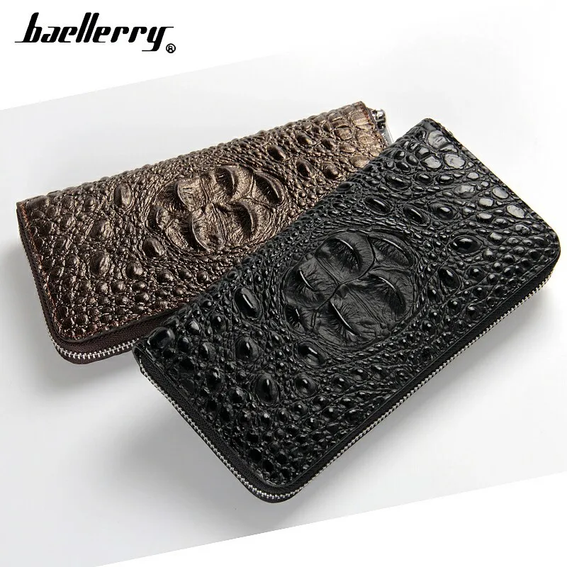 Роскошный кожаный Крокодил Для мужчин долго бумажник мужской Портативный
