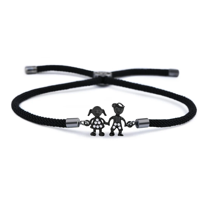 Black (Black Rope) OCESRIO Корейская пара браслет Femme Циркон красная струна шарм браслеты для пар для женщин влюбленных детей девочек Ювелирные изделия Подарки brt-b05 - Окраска металла: Black (Black Rope)