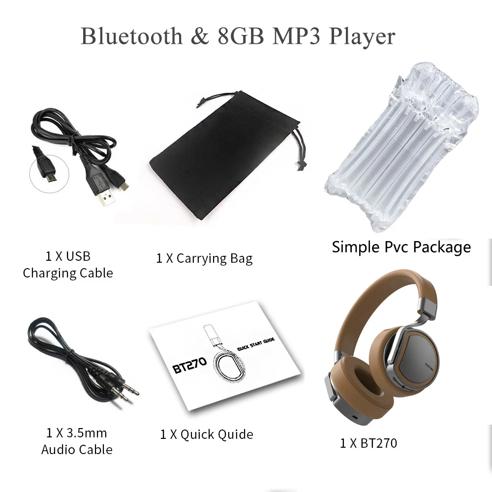 Golden Built in 8GB Plextone BT270 беспроводные наушники Auriculares Bluetooth гарнитура Bluetooth наушники Hands Free - Цвет: Golden Built in 8GB