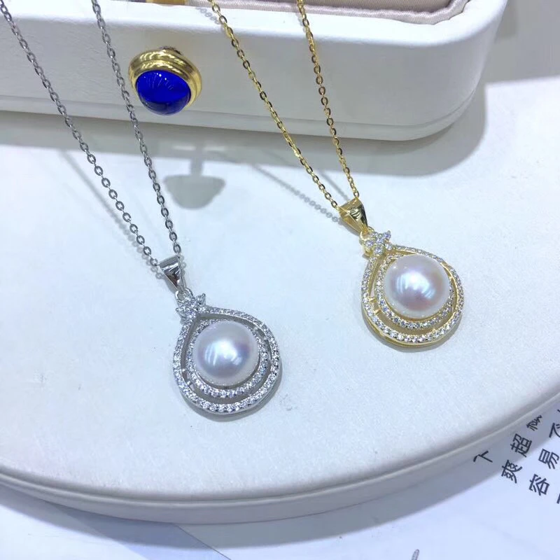

Nice Design 925 Sterling Silver Pendant Mounts Pendant Findings Component Jewelry Parts Fittings for Pearl Jade Agate Stones