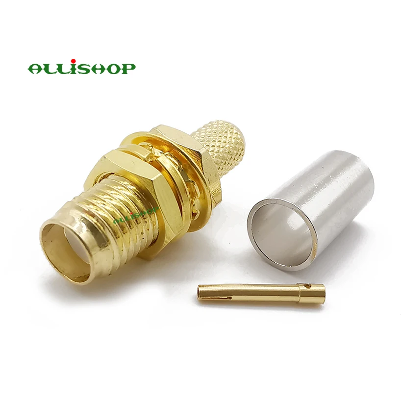 Кабель allishop SMA гнездо Гайка RF коаксиальный разъем обжимной для RG58, RG142, LMR195 кабель прямой позолоченный SMA разъем обжимной RF разъем