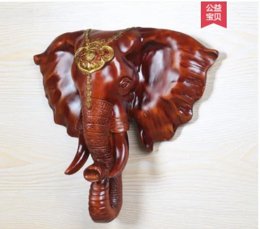 

Retro three-dimensional animal elephant head wall hanging decoration european-style home living room home Crafts sculpture