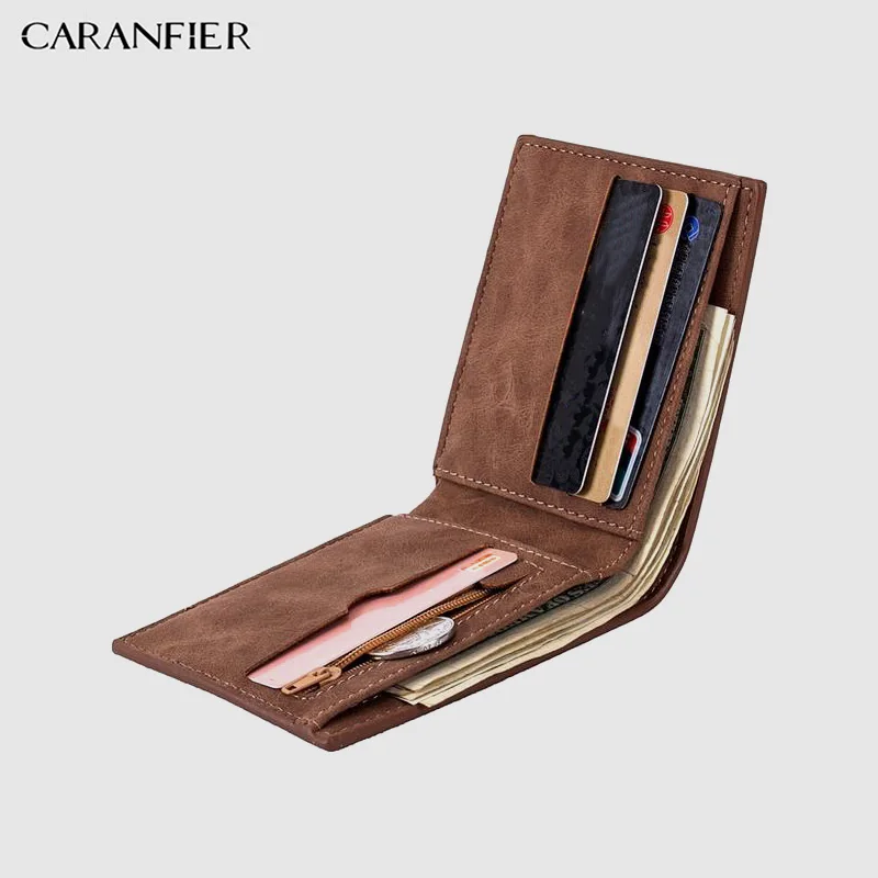 CARANFIER Brand Men Wallets Wallet Coin Bag Zipper Small Money Purses Design Dollar Thin Purse Clip clutch male | Багаж и сумки