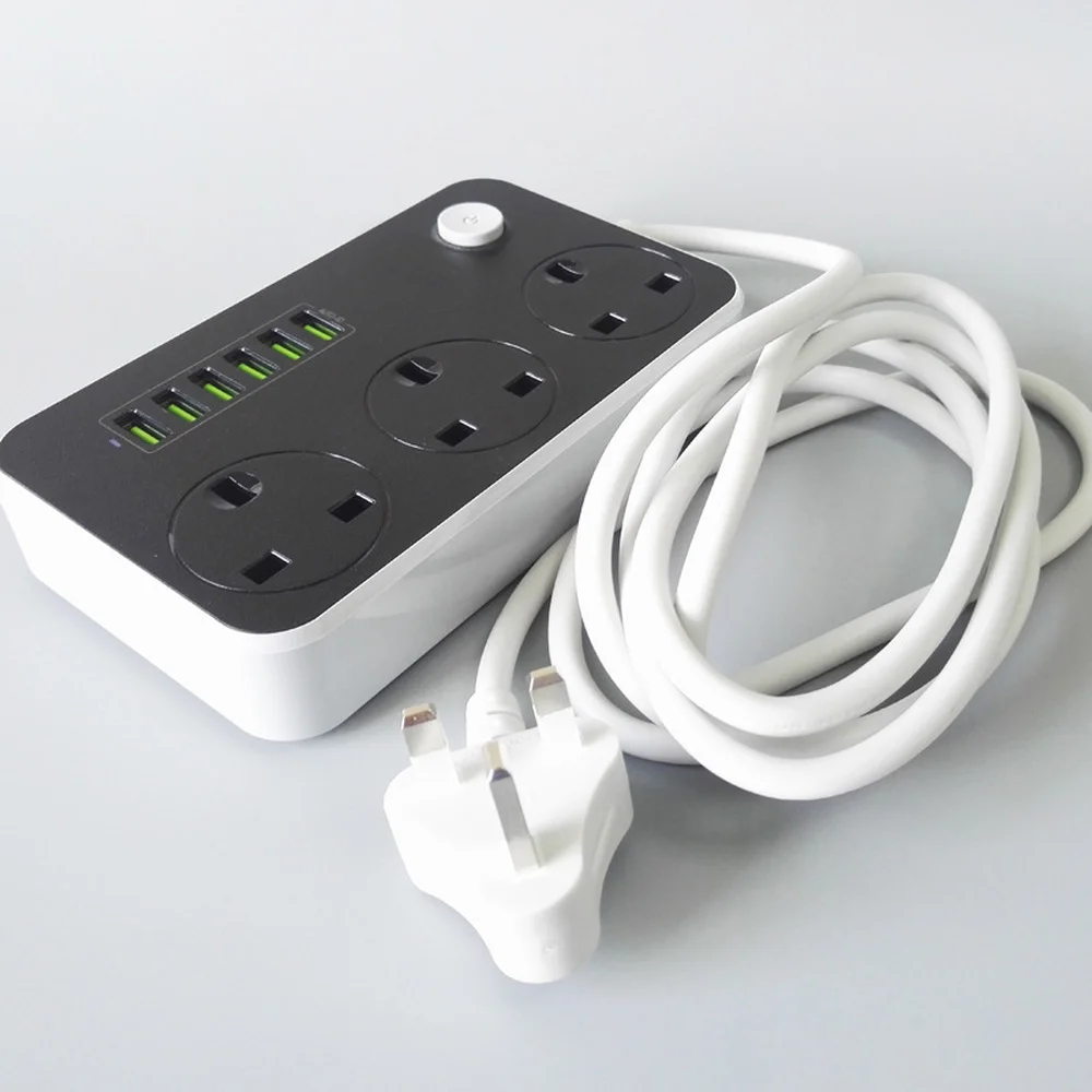 Удлинитель USB удлинитель от перенапряжения переменного тока 3 AC UK розетки с 6